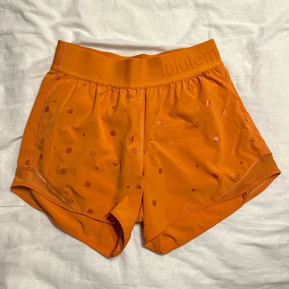 Lululemon Hotty Hot Shorts HR 4” Orange Foil